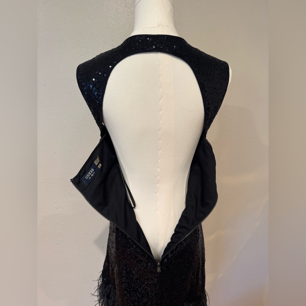 Guess Black Sequin and Feathers Mini Dress - Picture 6 of 8